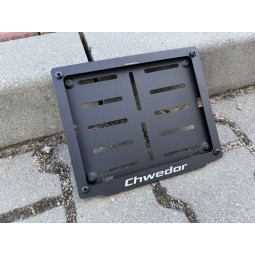 Motorcycle license plate mounting frame with custom engraving