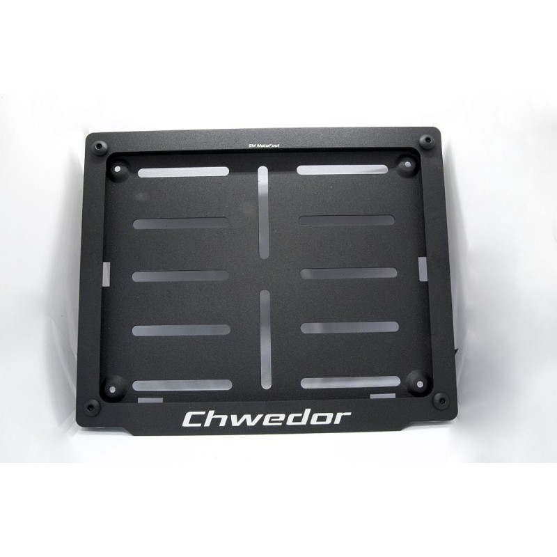 Motorcycle license plate mounting frame with custom engraving