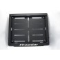 Motorcycle license plate mounting frame with custom engraving