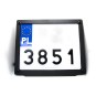 Motorcycle license plate mounting frame with custom engraving