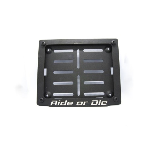 Motorcycle license plate mounting frame with custom engraving