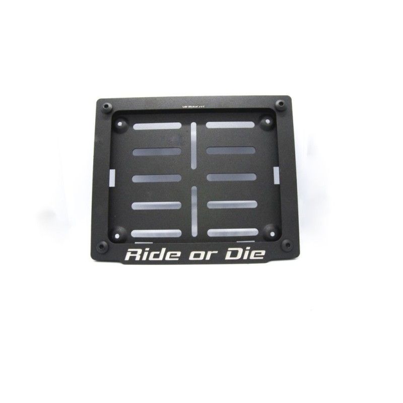 Motorcycle license plate mounting frame with custom engraving
