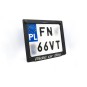 Motorcycle license plate mounting frame with custom engraving